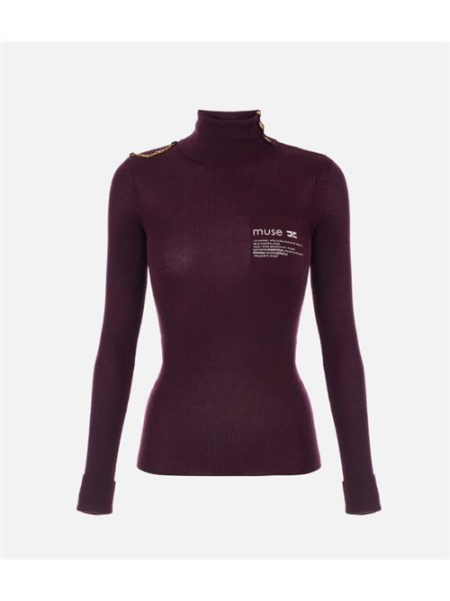 TURTLENECK WITH LETTERING DETAIL ELISABETTA FRANCHI | MK43B57E2EA4 Merlot